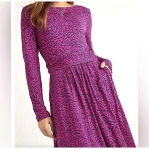 Boden Abigail Jersey Long Sleeve A Line Dress Pockets Modest Preppy SZ 6